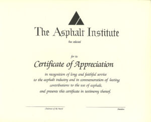 Certificate of Appreciation